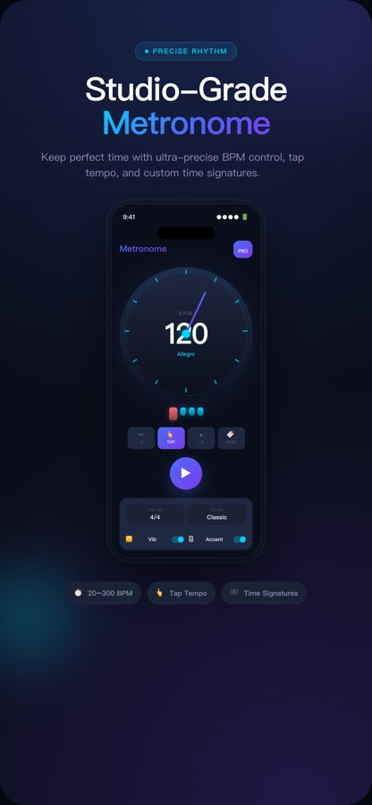 Metronome tempo screen